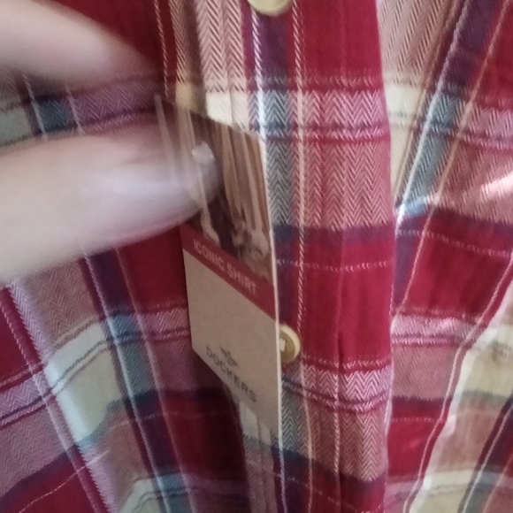 *MENS DOCKERS BUTTON DOWN PLAID LONG SLEEVE TOP SIZE LARGE NWT - Picture 2 of 7